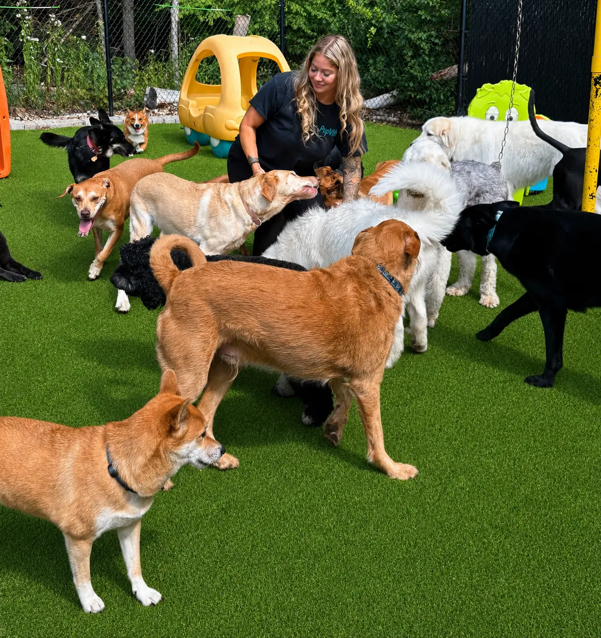 Marisol with the dogs at PupVille